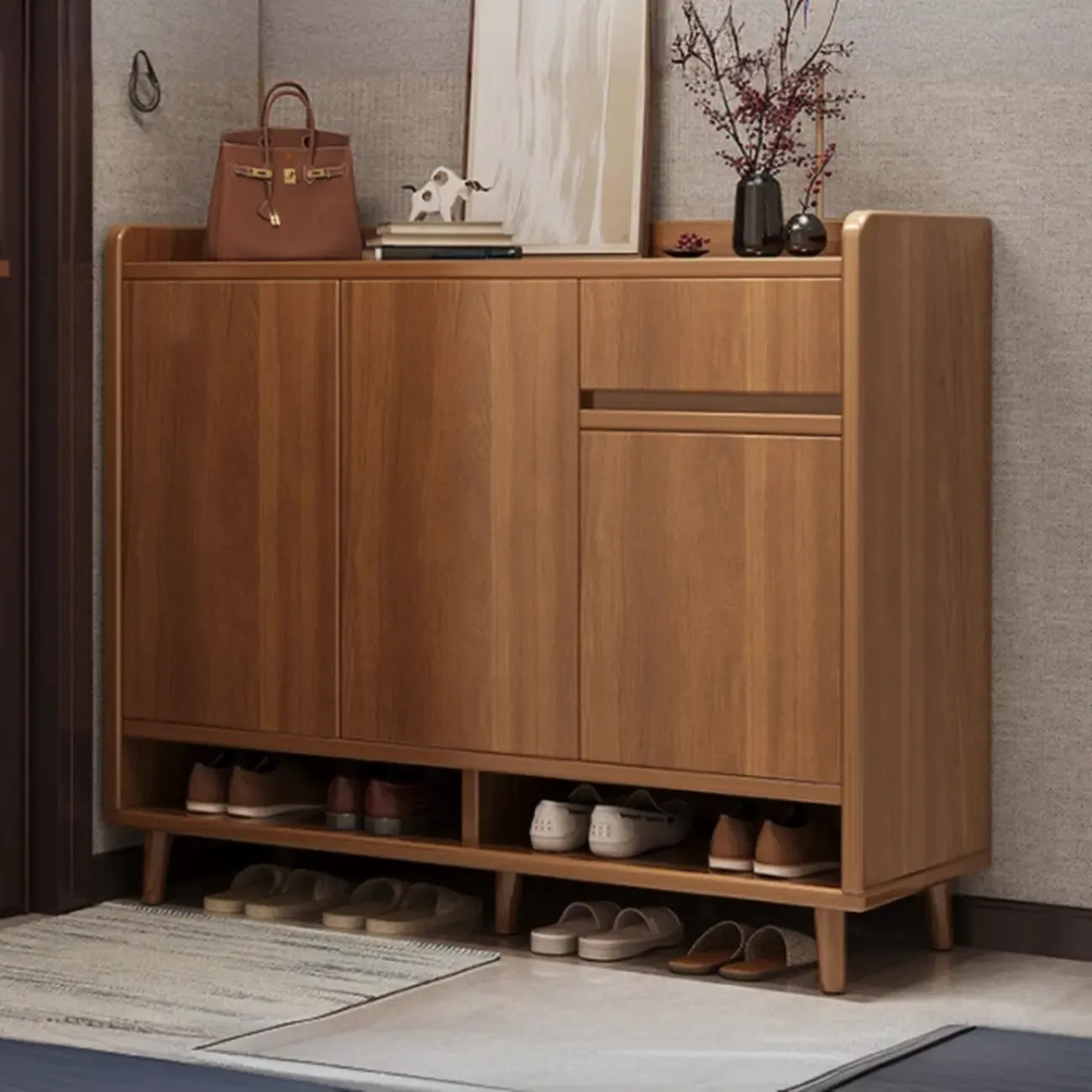 Meuble à chaussures vertical moderne en bois blanc pour entrée