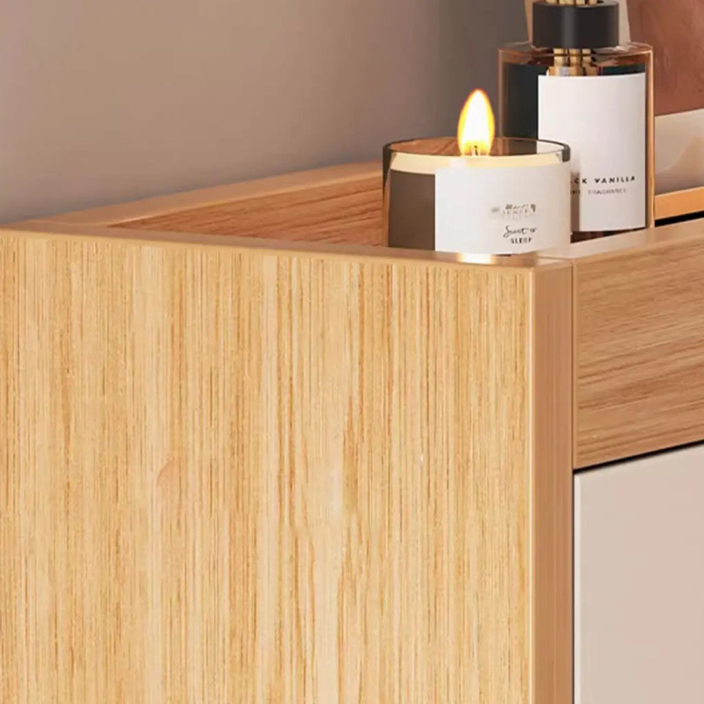 Meuble à chaussures étroit naturel avec portes