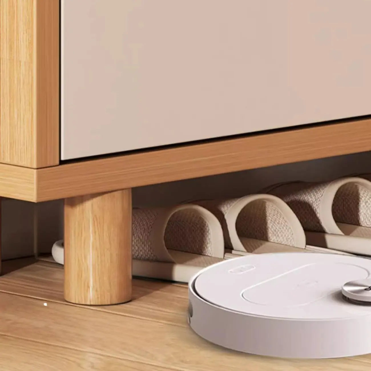 Meuble à chaussures étroit naturel avec portes