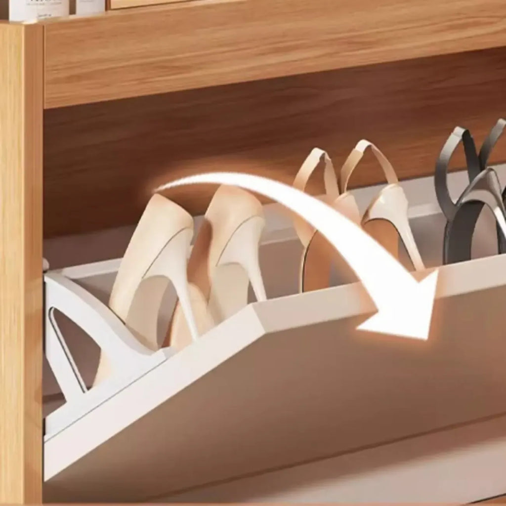 Meuble à chaussures étroit naturel avec portes