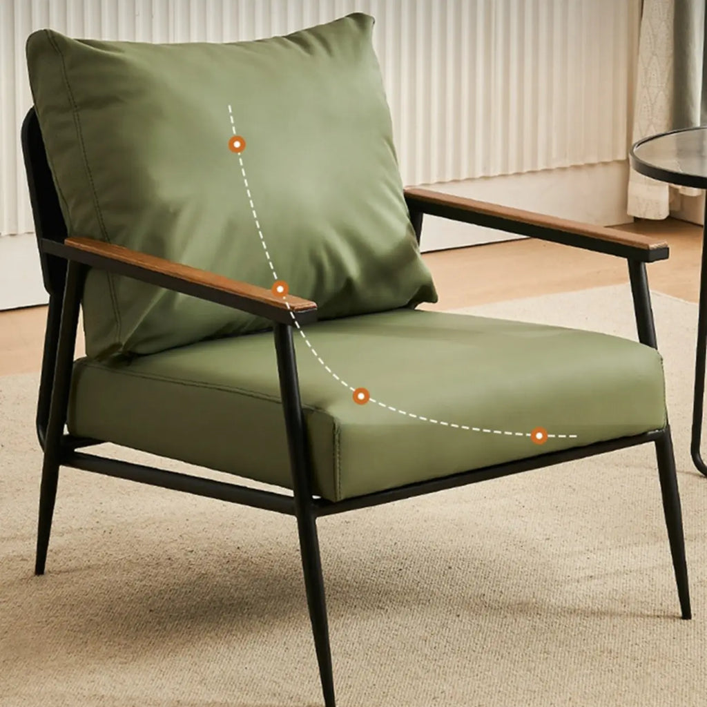 Fauteuil d'appoint en cuir résistant avec coussin