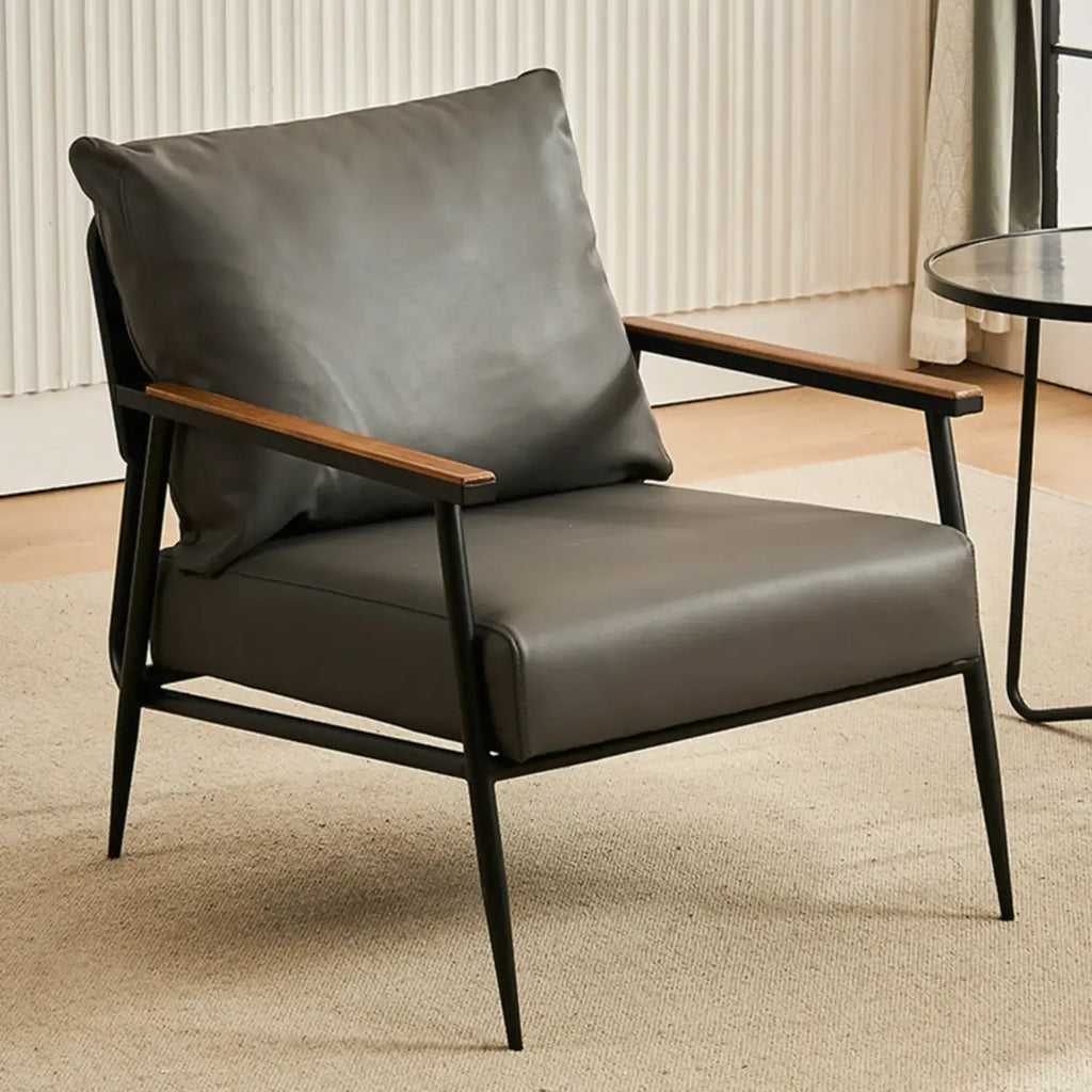 Fauteuil d'appoint en cuir résistant avec coussin