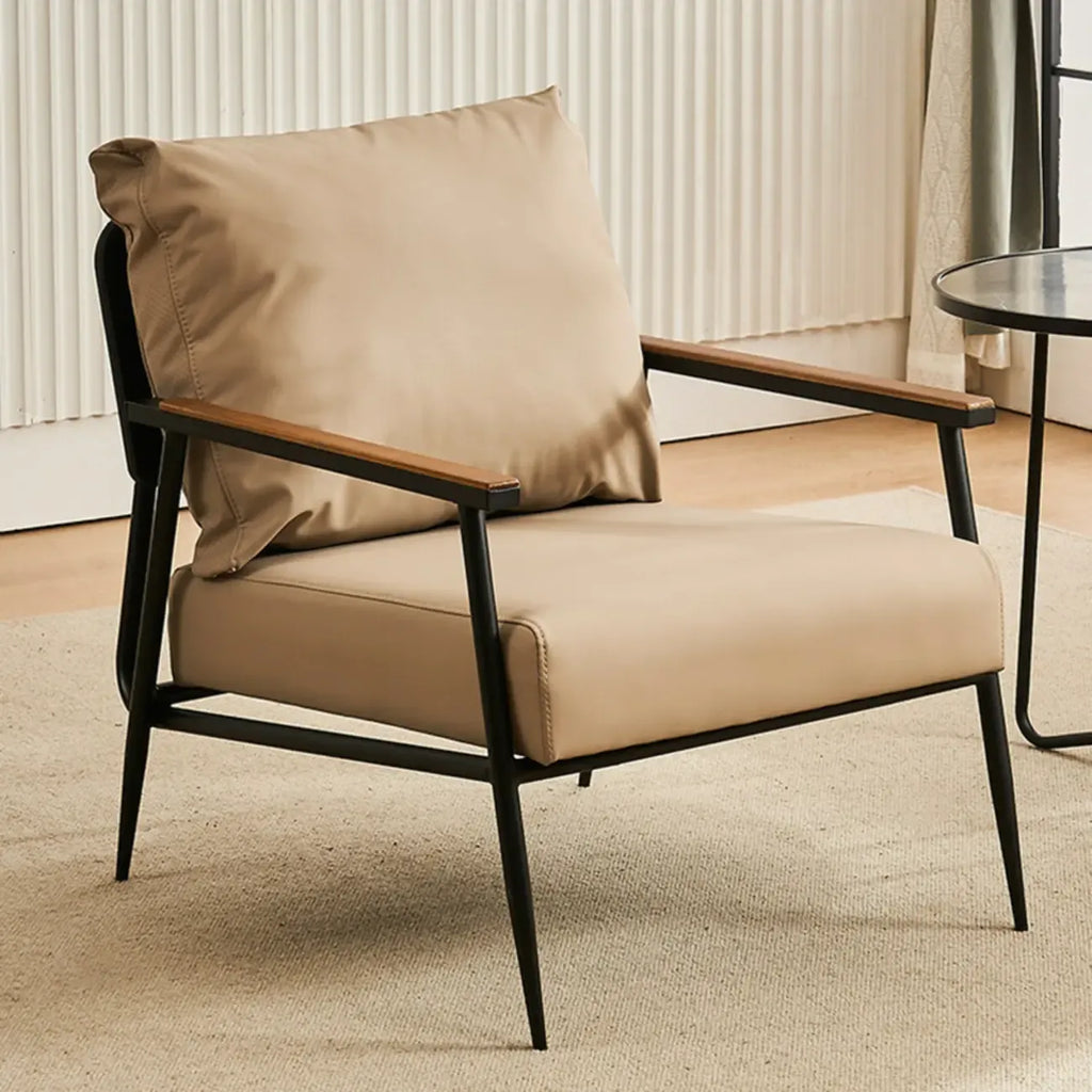 Fauteuil d'appoint en cuir résistant avec coussin