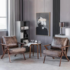 Fauteuil moderne en bois massif marron pour salon