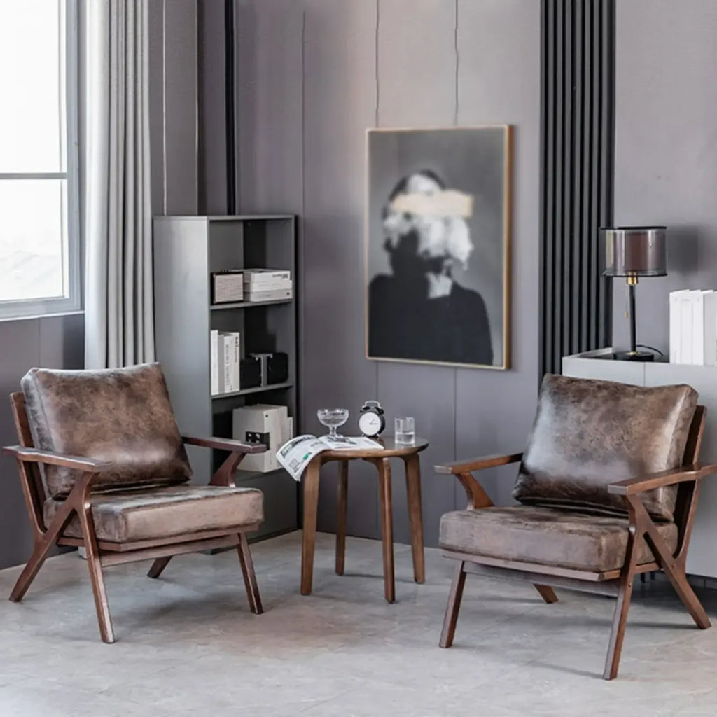 Fauteuil moderne en bois massif marron pour salon