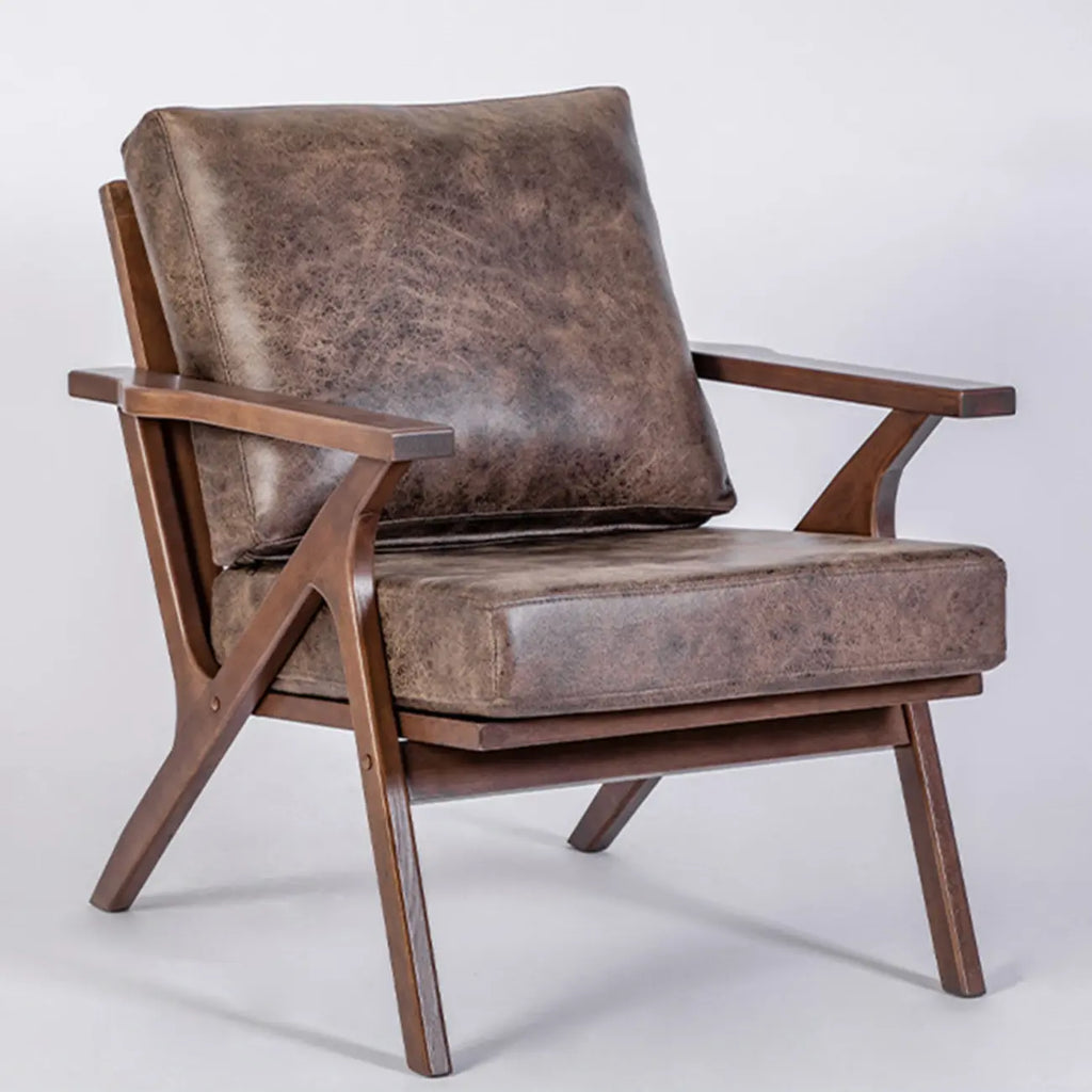 Fauteuil moderne en bois massif marron pour salon