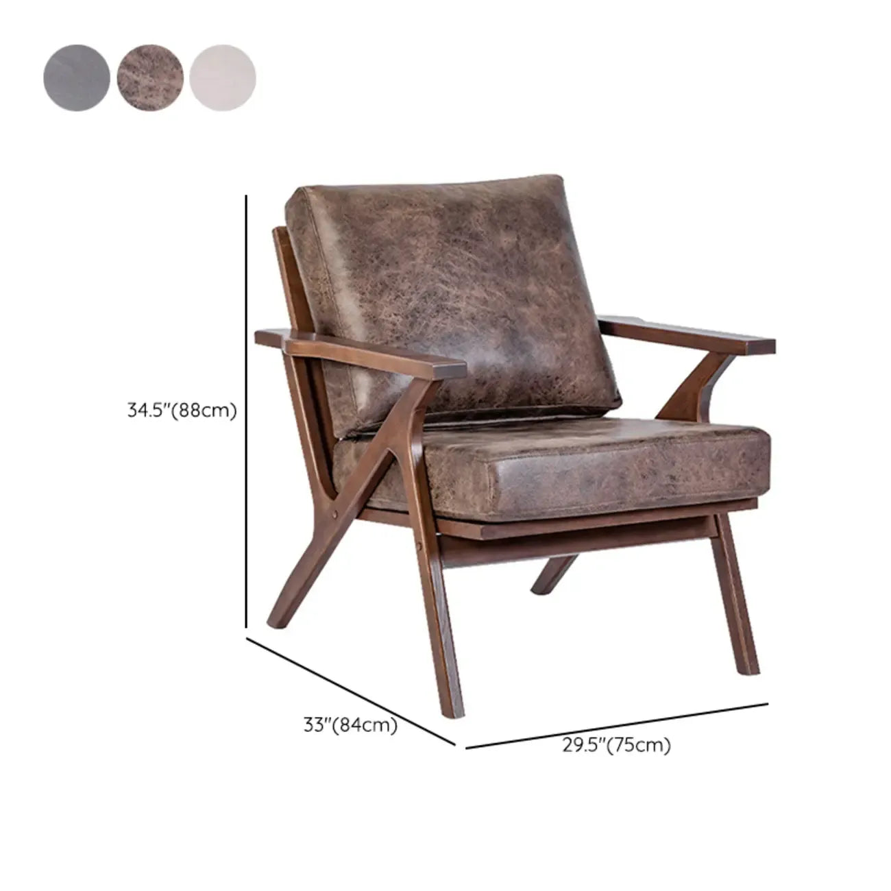 Fauteuil moderne en bois massif marron pour salon