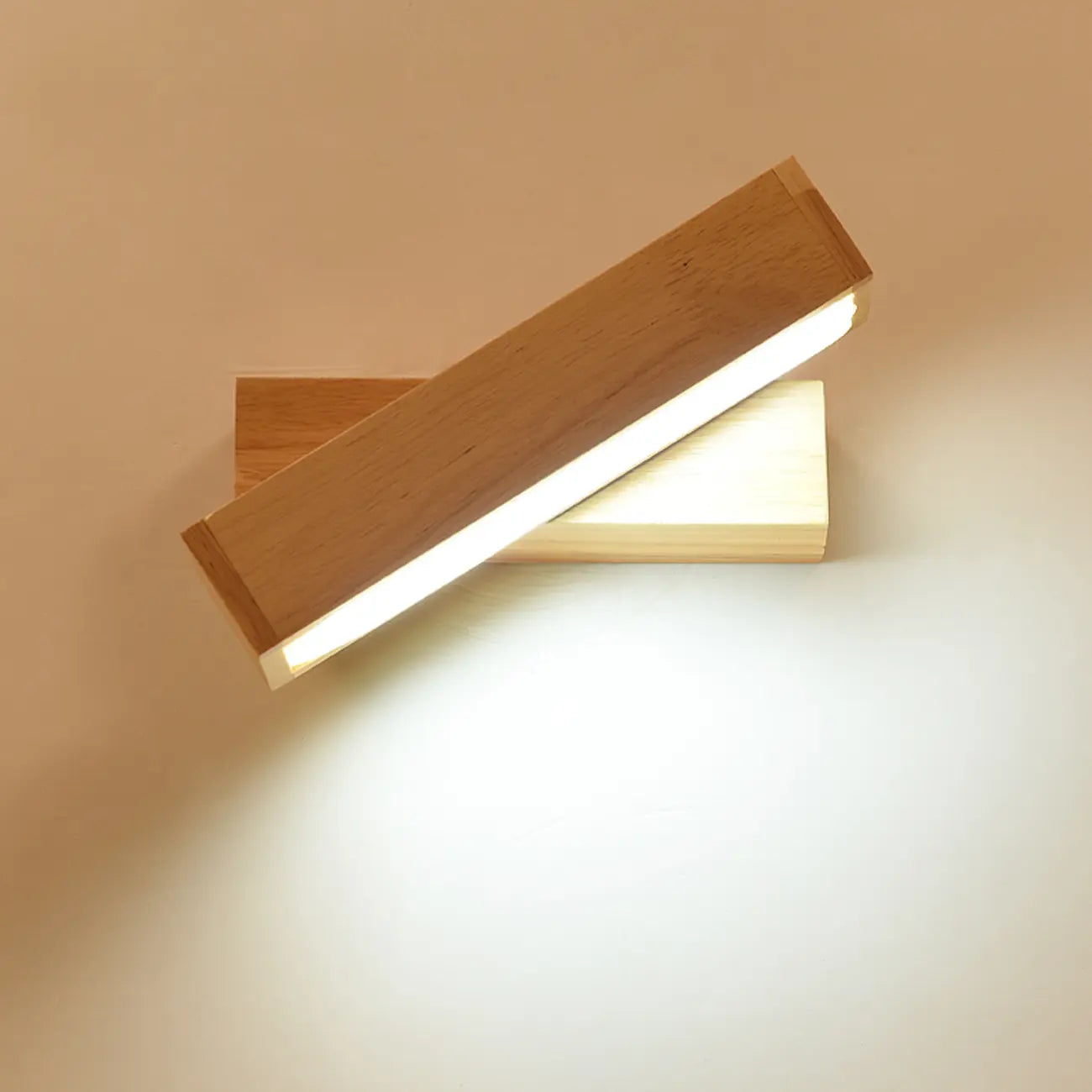 Applique murale LED linéaire rotative en bois pour la décoration de chevet