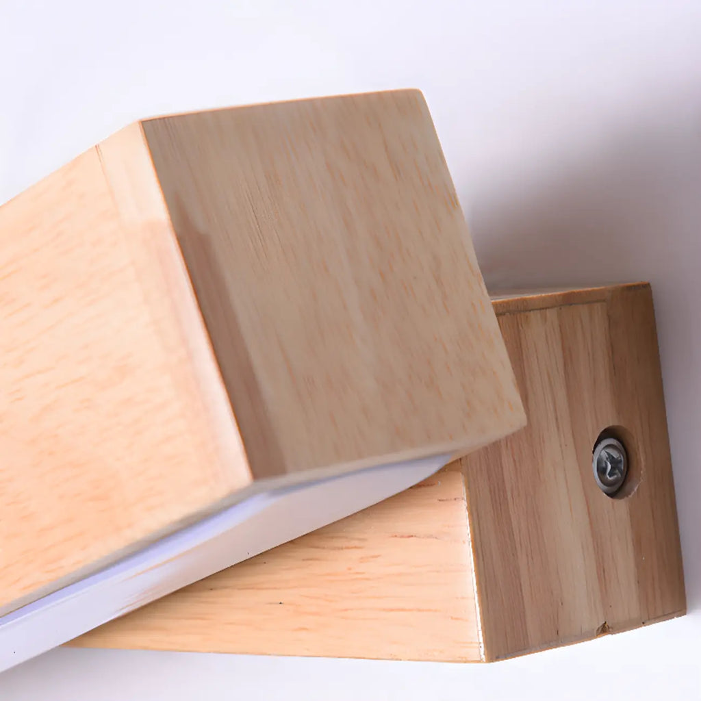 Applique murale LED linéaire rotative en bois pour la décoration de chevet