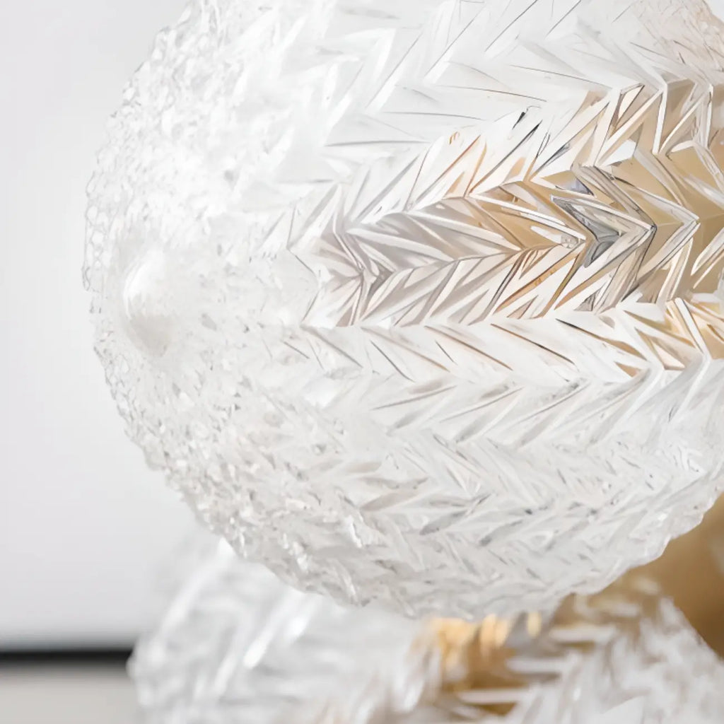 Plafonnier semi-encastré élégant à 6 globes en verre doré