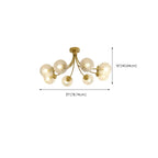 Plafonnier semi-encastré élégant à 6 globes en verre doré