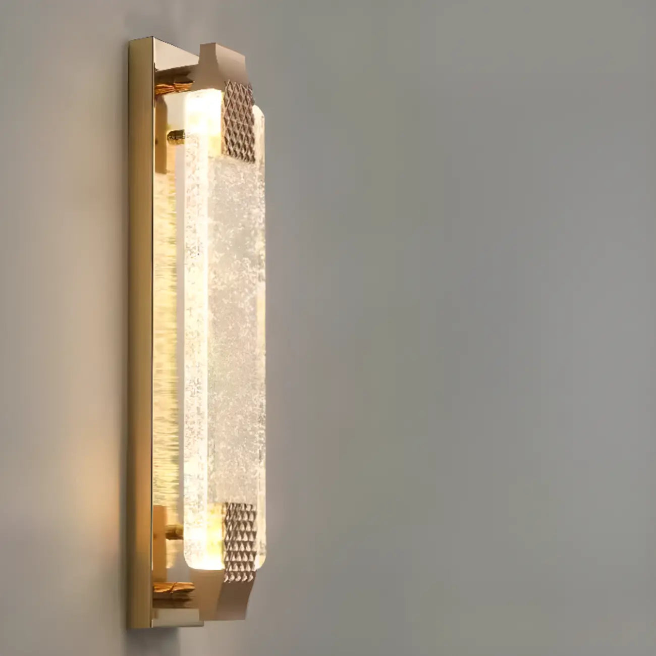 Applique murale LED rectangulaire glamour en cristal doré