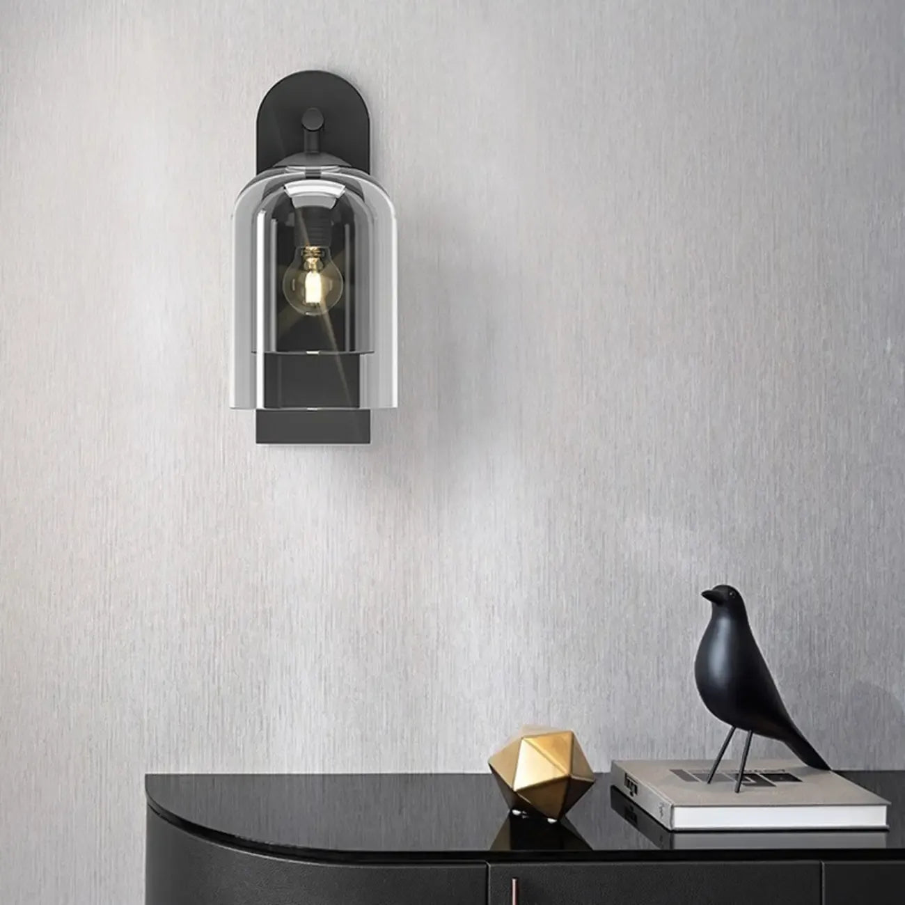 Applique murale d'ambiance en verre à double abat-jour et à une lumière