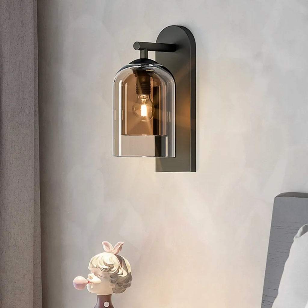 Applique murale d'ambiance en verre à double abat-jour et à une lumière