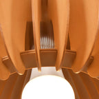 Plafonnier semi-encastré rustique en bois d'hévéa naturel avec dôme