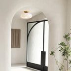 Mini plafonnier semi-encastré en forme de dôme de verre blanc cylindrique