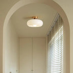 Mini plafonnier semi-encastré en forme de dôme de verre blanc cylindrique