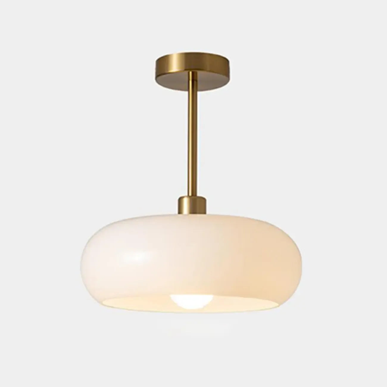 Mini plafonnier semi-encastré en forme de dôme de verre blanc cylindrique