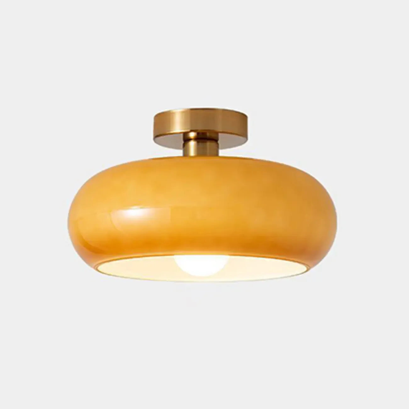 Mini plafonnier semi-encastré en forme de dôme de verre blanc cylindrique