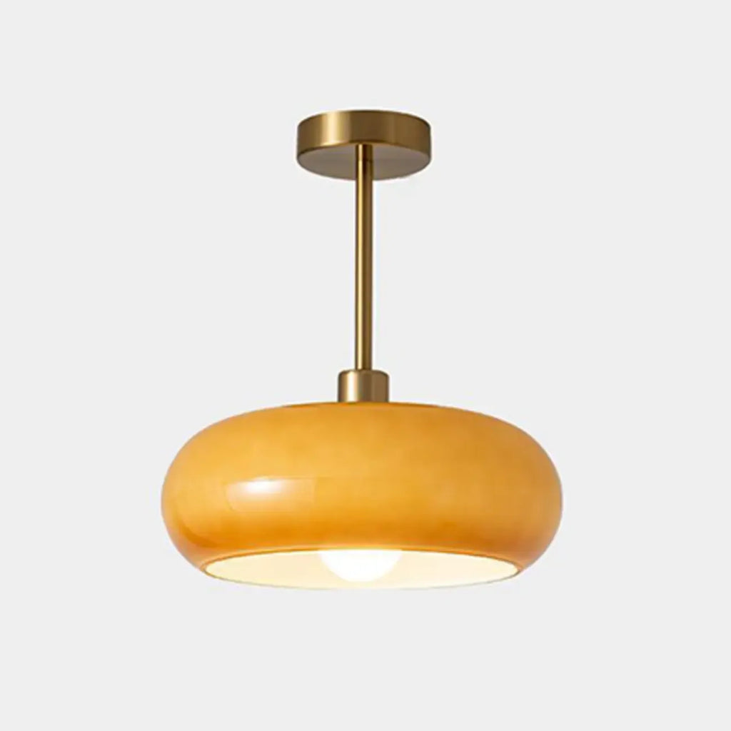 Mini plafonnier semi-encastré en forme de dôme de verre blanc cylindrique