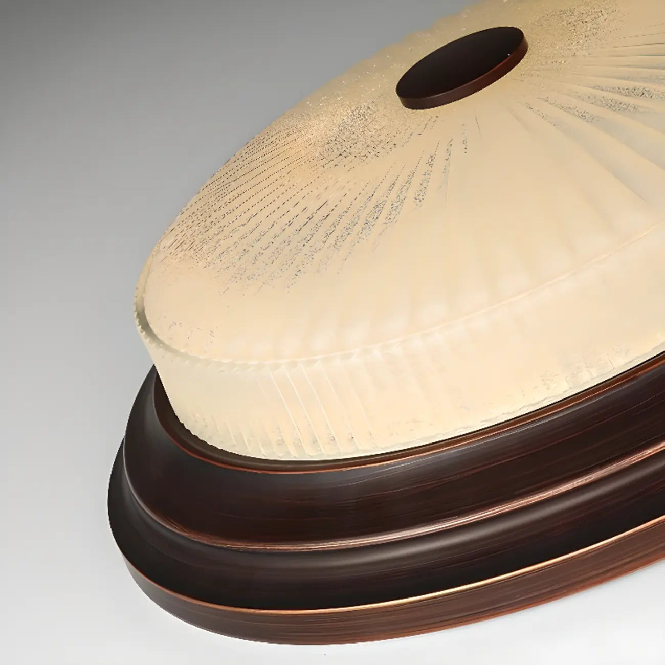 Plafonnier LED rond classique en métal marron et verre encastré