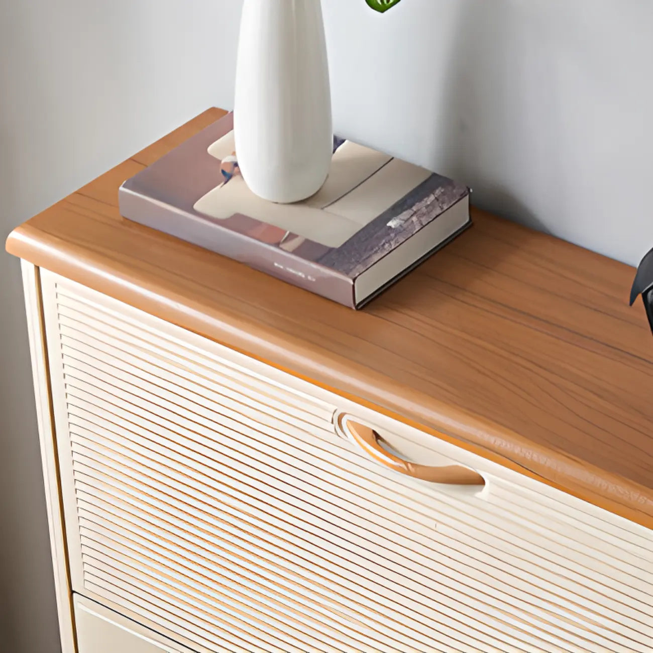 Meuble à chaussures étroit en bois massif pour petits espaces