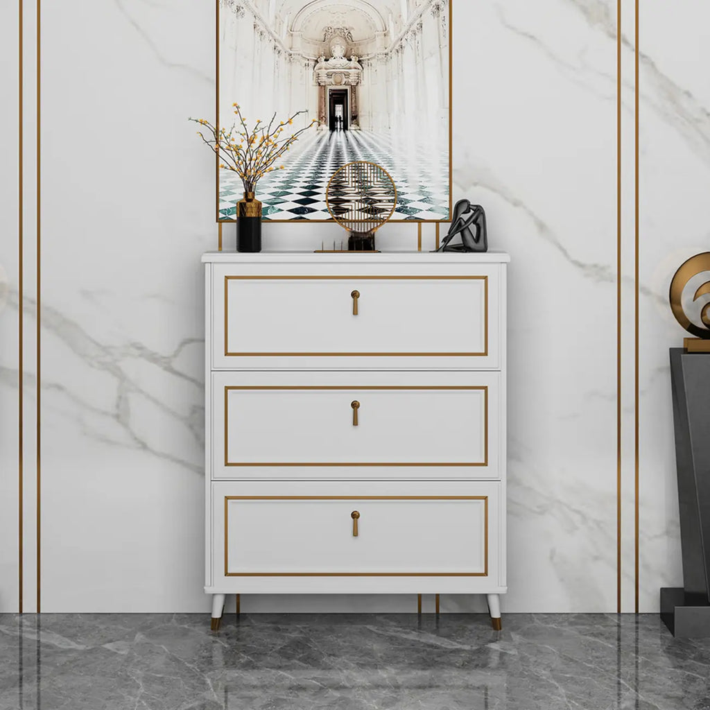 Meuble à chaussures en bois gris avec façade rabattable et étagères réglables