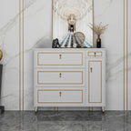 Meuble à chaussures en bois gris avec façade rabattable et étagères réglables