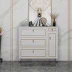 Meuble à chaussures en bois gris avec façade rabattable et étagères réglables