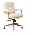 Fauteuil de bureau ergonomique pivotant en cuir beige élégant