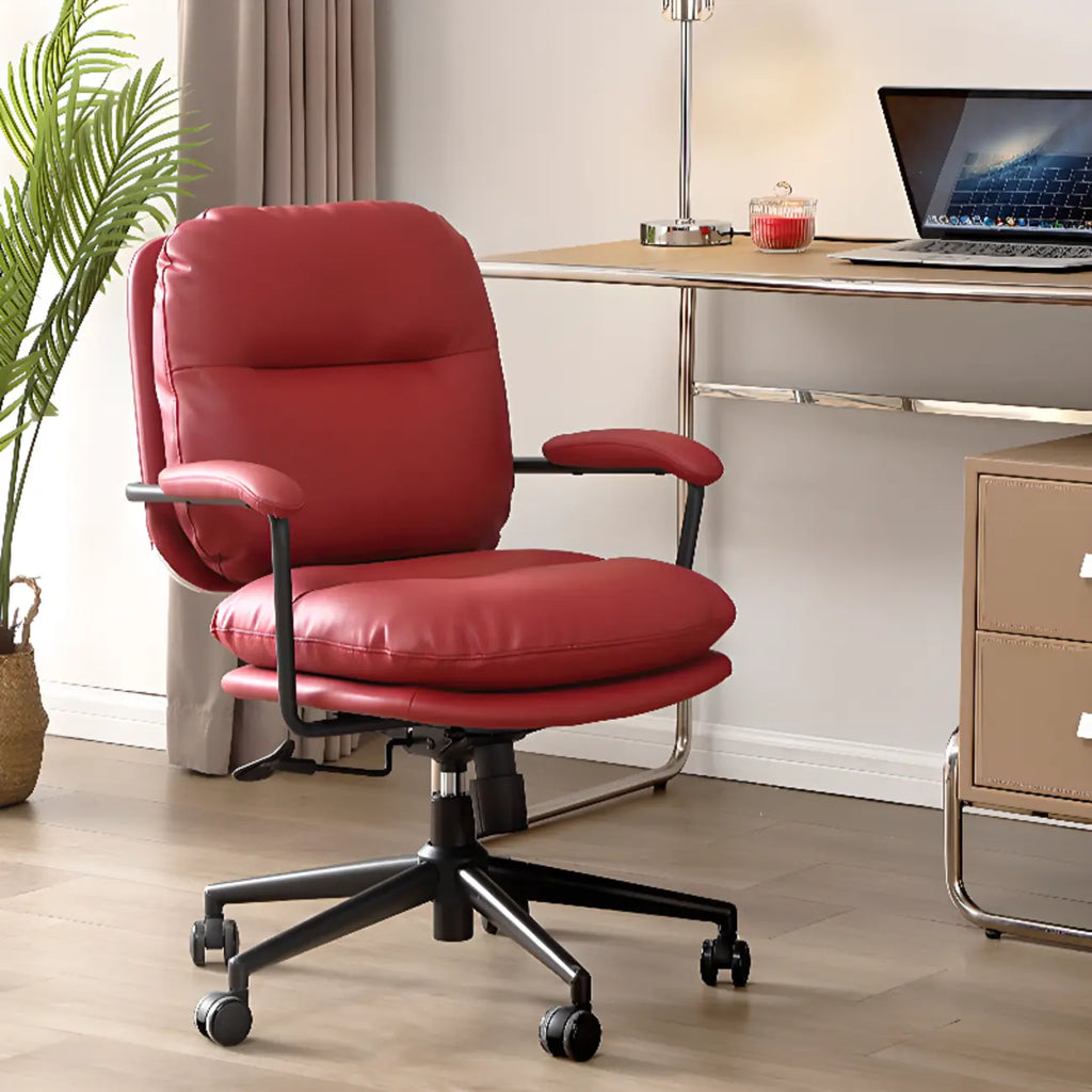 Fauteuil de bureau ergonomique pivotant en cuir beige élégant