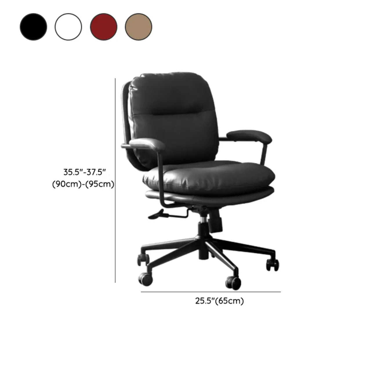 Fauteuil de bureau ergonomique pivotant en cuir beige élégant