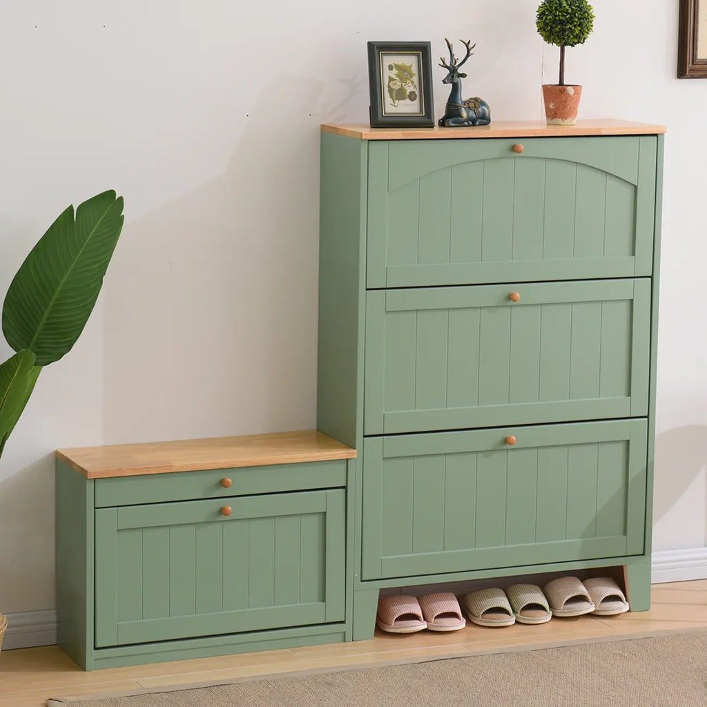 Meuble à chaussures mural en bois blanc/fauve pour entrée