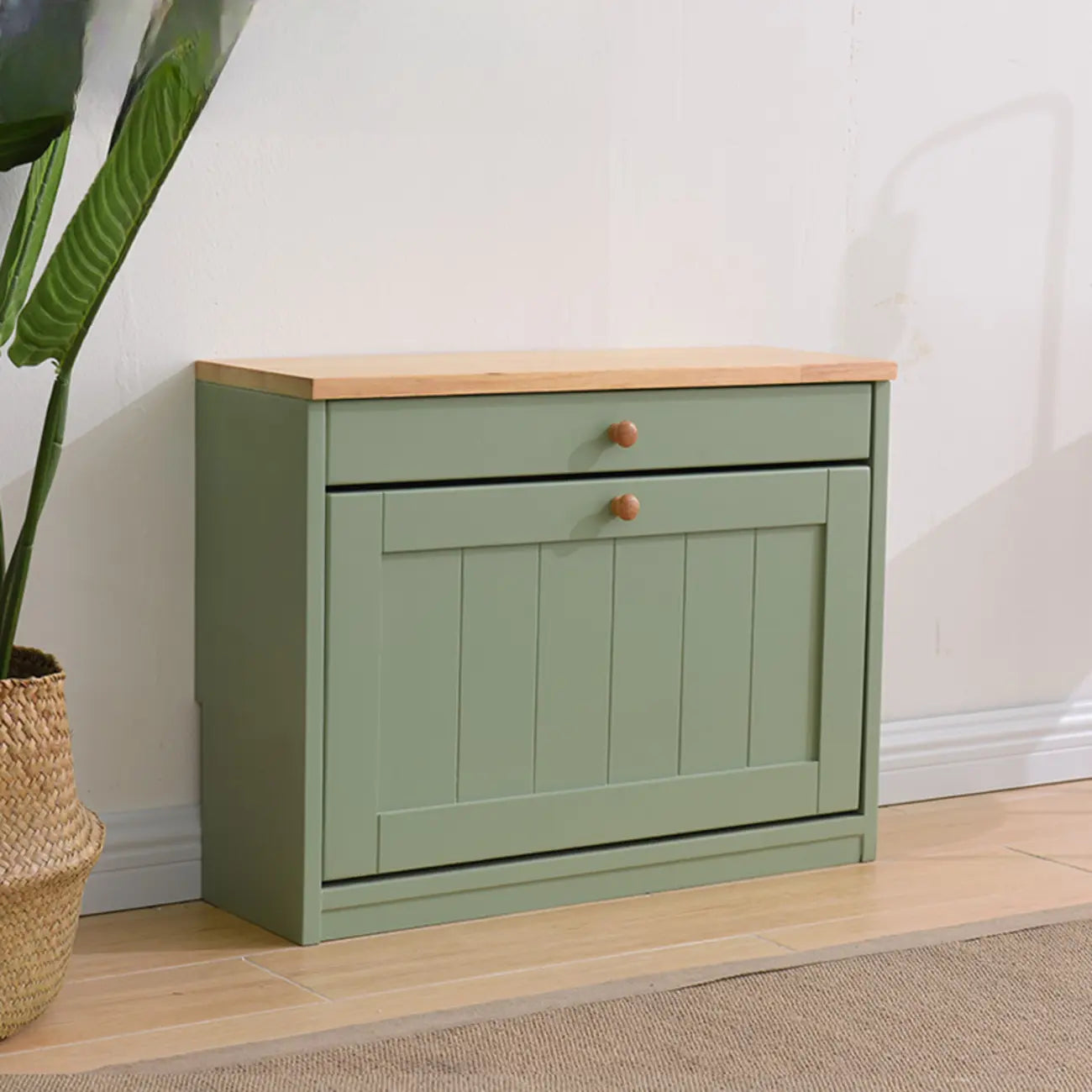 Meuble à chaussures mural en bois blanc/fauve pour entrée