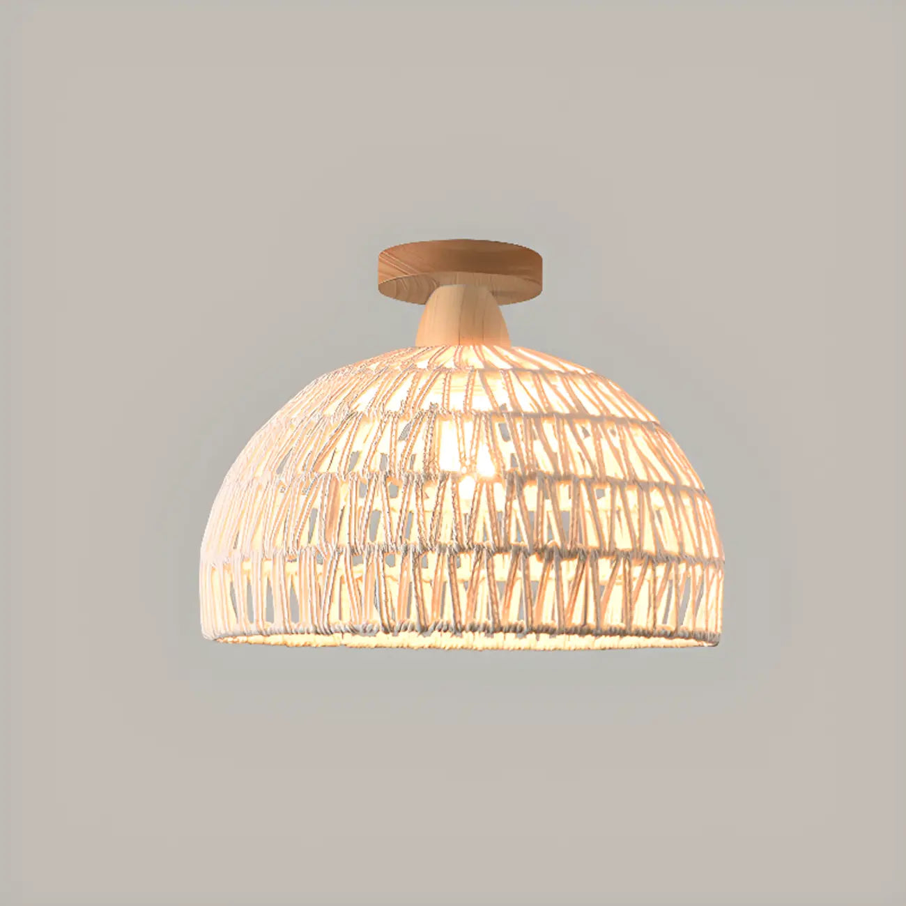 Plafonnier semi-encastré beige style grange, noué en corde orientale