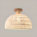 Plafonnier semi-encastré beige style grange, noué en corde orientale