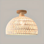 Plafonnier semi-encastré beige style grange, noué en corde orientale