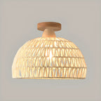 Plafonnier semi-encastré beige style grange, noué en corde orientale