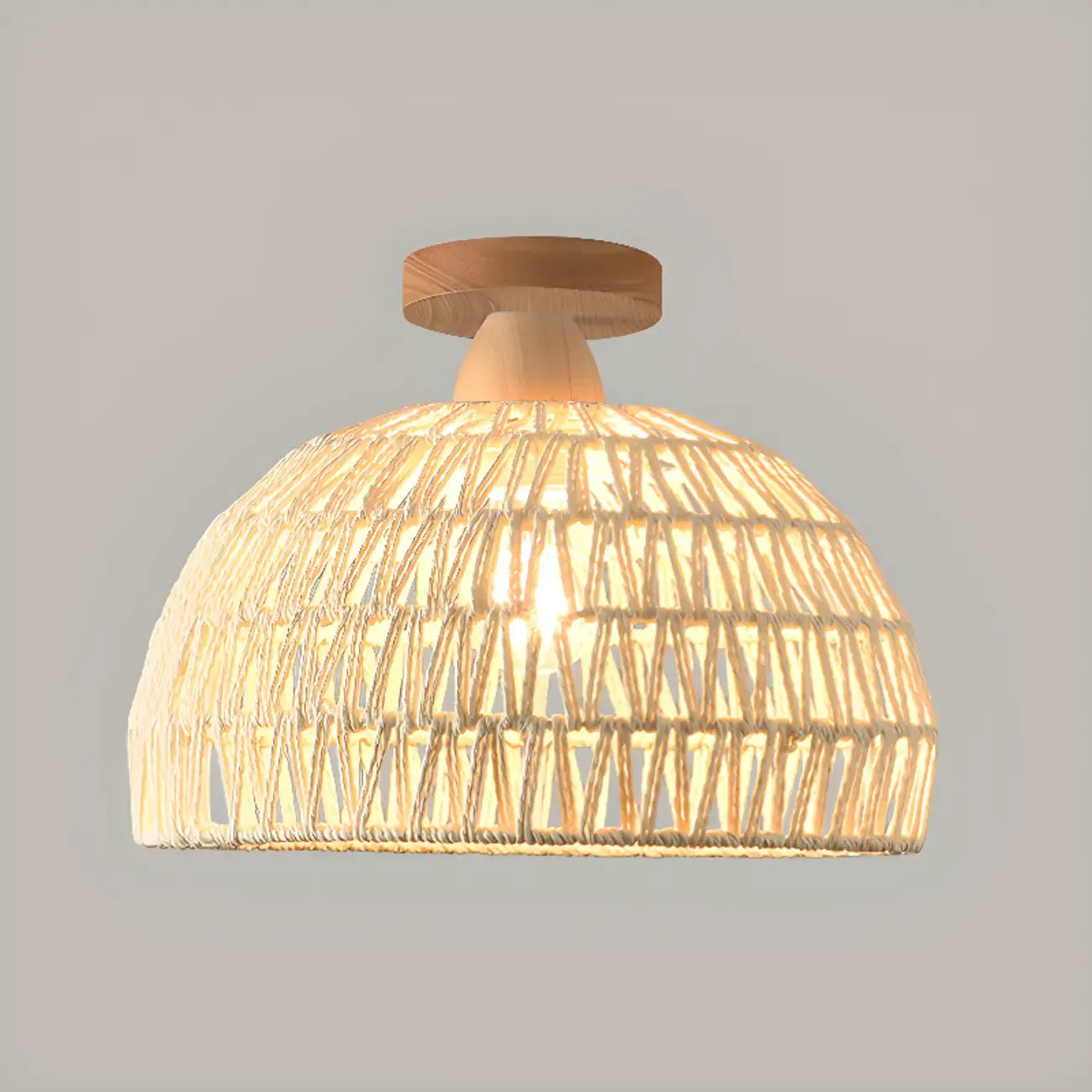 Plafonnier semi-encastré beige style grange, noué en corde orientale