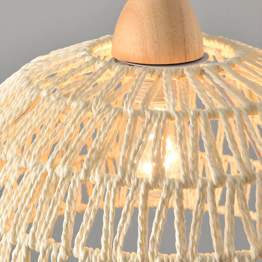 Plafonnier semi-encastré beige style grange, noué en corde orientale