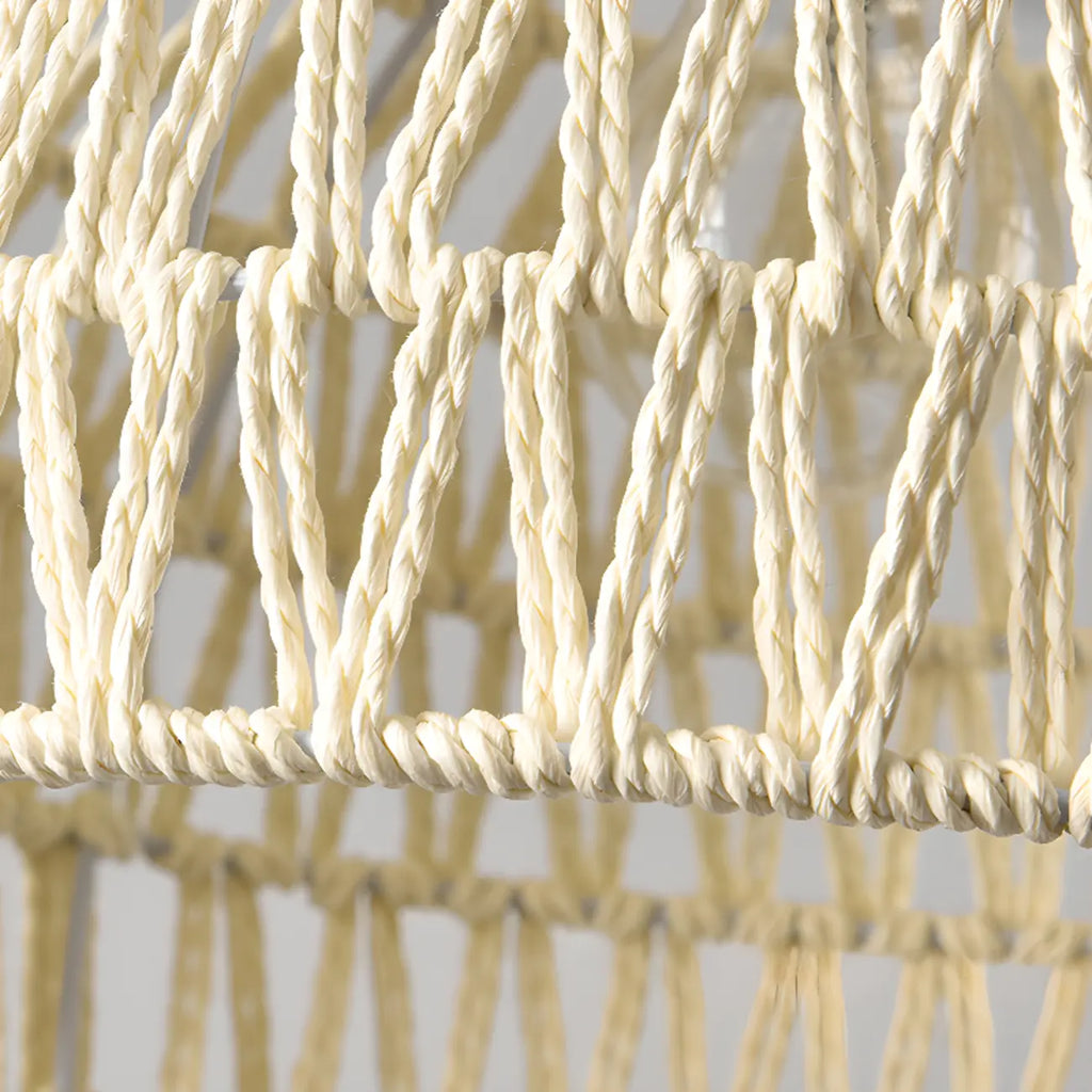Plafonnier semi-encastré beige style grange, noué en corde orientale