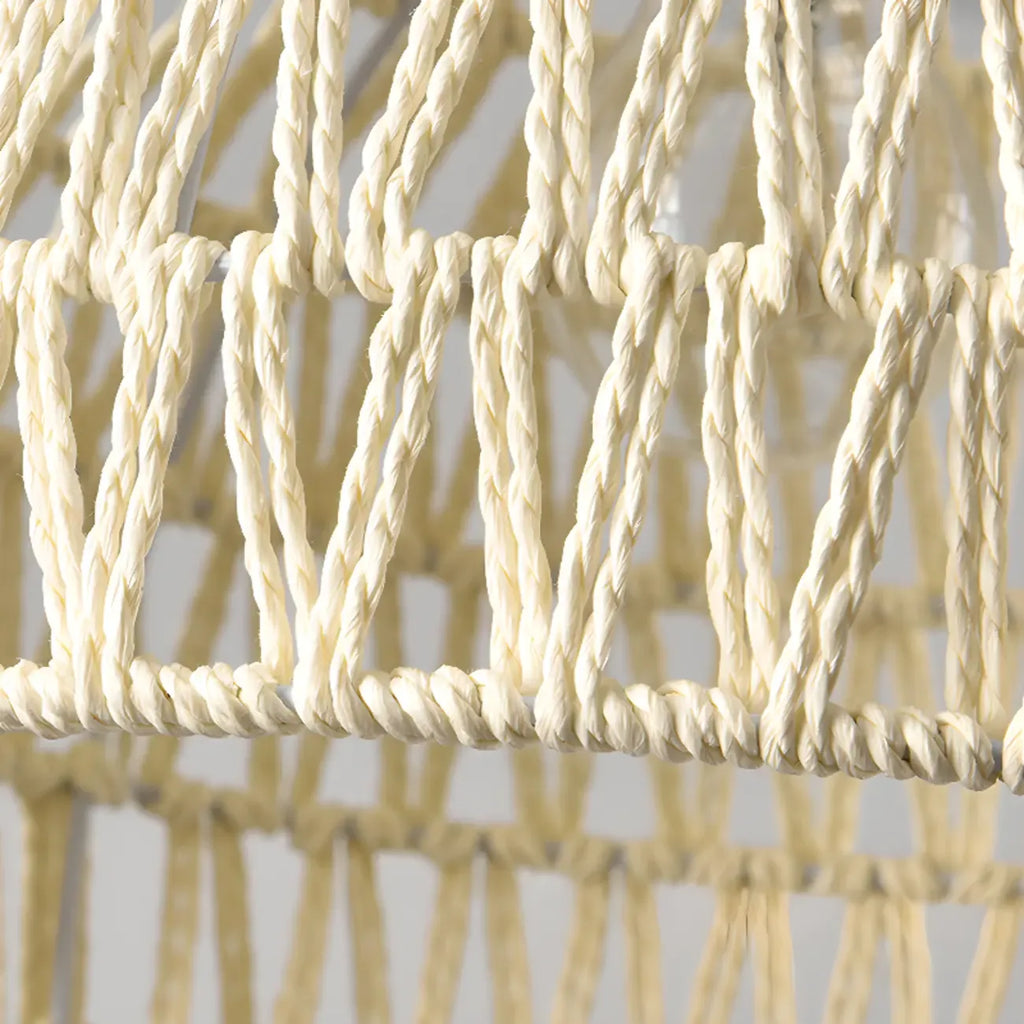 Plafonnier semi-encastré beige style grange, noué en corde orientale