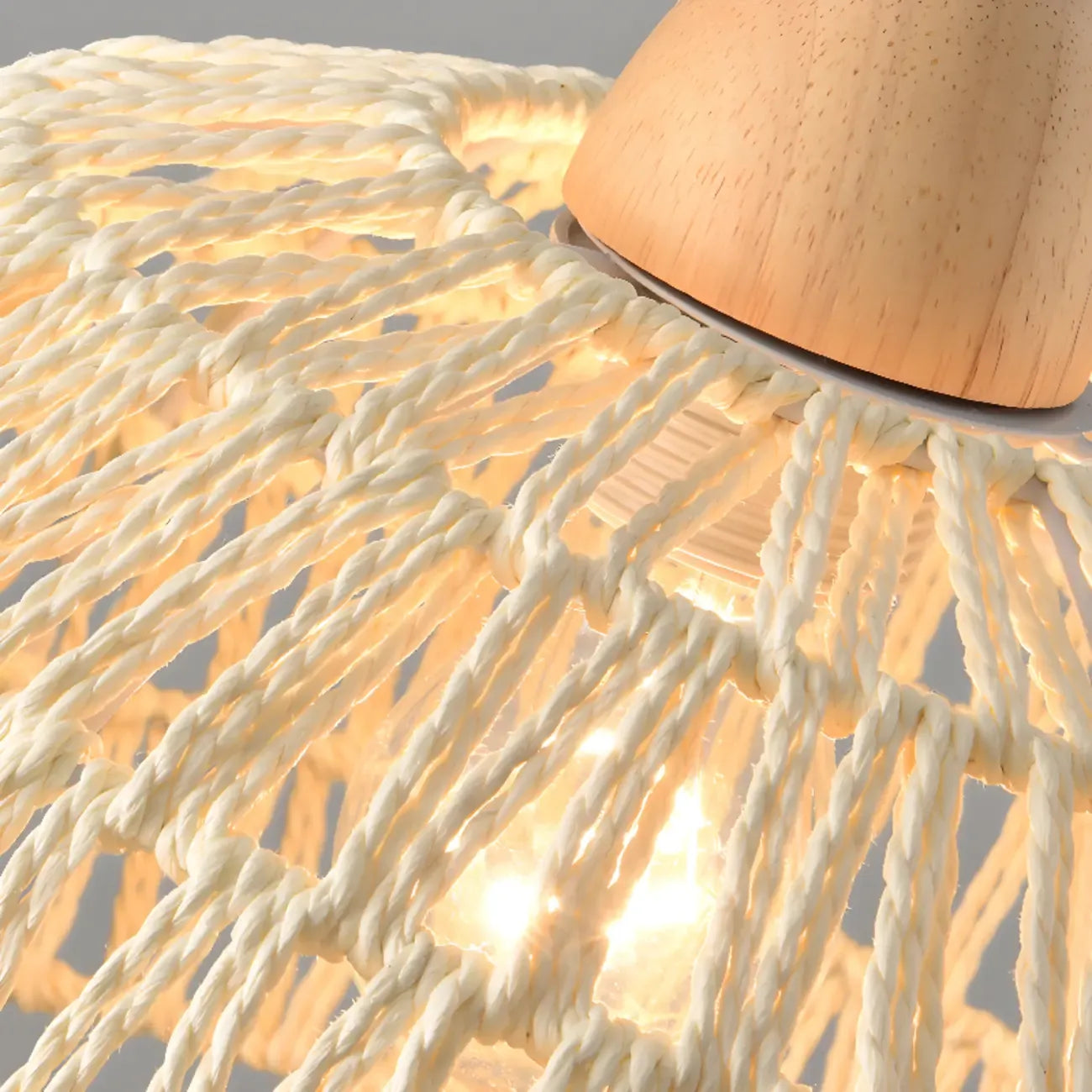 Plafonnier semi-encastré beige style grange, noué en corde orientale