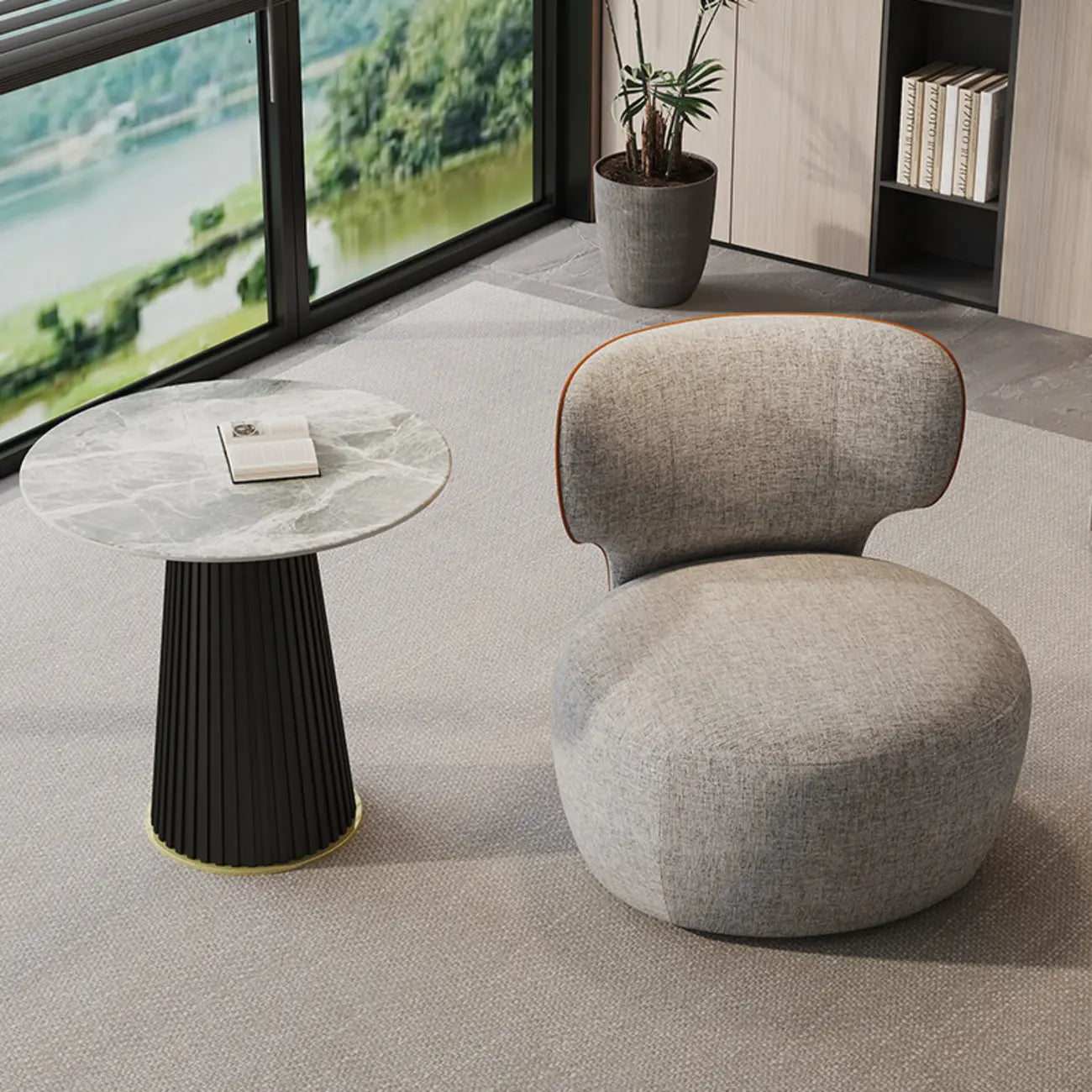 Fauteuil pivotant glamour en tissu résistant aux rayures