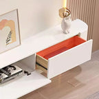 Meuble TV flottant en bois d'hévéa blanc de 55 pouces avec gestion des câbles