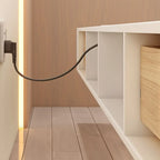 Meuble TV flottant en bois d'hévéa blanc de 55 pouces avec gestion des câbles