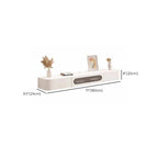 Meuble TV flottant en bois d'hévéa blanc de 55 pouces avec gestion des câbles