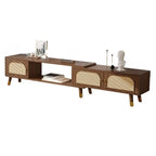 Meuble TV rétro en bois avec placards et étagères de rangement