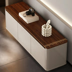 Banc d'entrée en bois marron à 2 tiroirs avec rangement pour chaussures