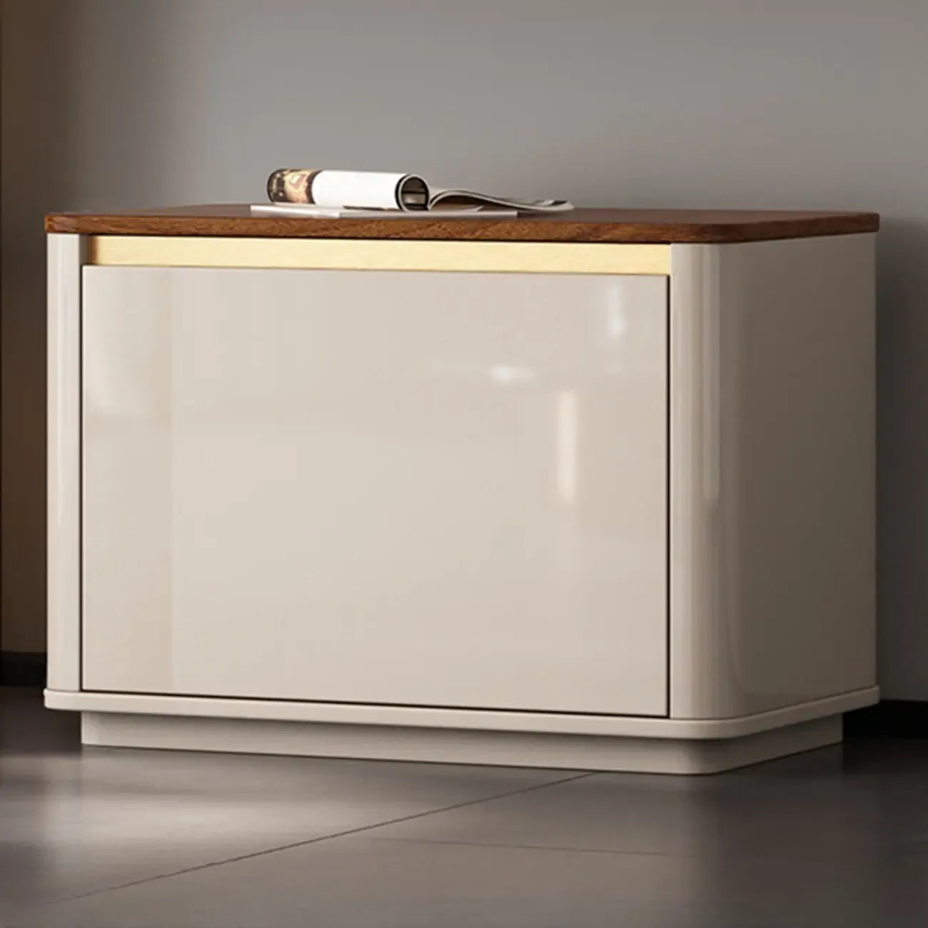 Banc d'entrée en bois marron à 2 tiroirs avec rangement pour chaussures